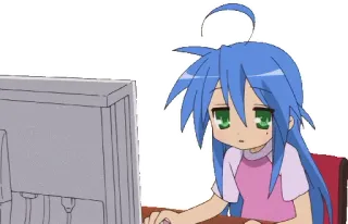 🙁 Konata Izumi Lucky Star Anime, Chica, Ordenador, Internet, Escribiendo, Cansada telegram sticker