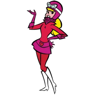 💄 Penelope Pitstop Wacky Races dessin animé, voiture de course, femme, rose, personnage whatsapp sticker