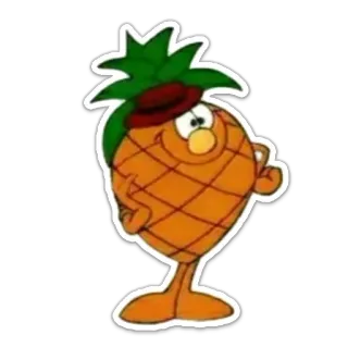 🍍 ananas, kreskówka, owoc, postać, kapelusz telegram sticker