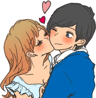 😘 beijo, amor, romance, casal, carinho, desenho animado telegram sticker
