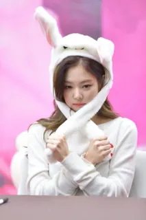 🥟 Jennie Kim Jennie, K-pop, ca sĩ, mũ tai thỏ, thần tượng, nữ telegram sticker