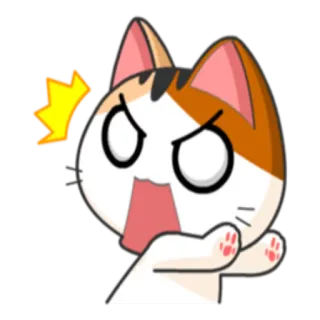 😠 gato, desenho animado, bravo, surpreso, exclamação, fofo telegram sticker