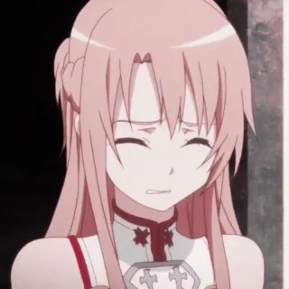 🥨 Asuna Yuuki Sword Art Online anime, cartoon, portret, Sword Art Online, Asuna Yuuki, verdrietig, huilend telegram sticker