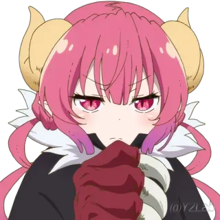 🤔 Anime, Dragón, Chica, Personaje, Ilustración, Pelo rosa, Cuernos whatsapp sticker