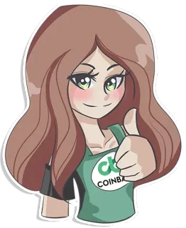 👍 COINBASE coinbase, pollice in su, ragazza, criptovaluta, moneta digitale, ok telegram sticker