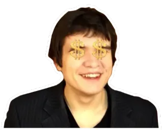 🤑 мужчина, деньги, доллары, глаза, золото, стикер whatsapp sticker