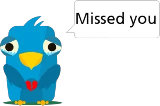 😔 Missed you pássaro, senti sua falta, triste, fofo, saudação telegram sticker