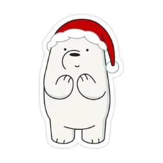 🎅 Ice Bear We Bare Bears dibujos animados, oso, navidad, gorro de Papá Noel, oso polar, We Bare Bears, lindo telegram sticker