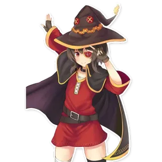 ✌️ Megumin Konosuba Anime, Megumin, Konosuba, Maga, Kawaii, Fofo, Bruxa telegram sticker
