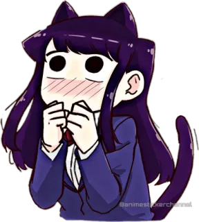 😳 Komi Shouko Komi Can't Communicate Anime, Komi kan niet communiceren, Komi Shouko, Kat, Schattig, Manga, Anime meisje whatsapp sticker