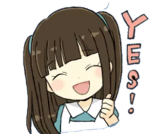😊 YES! tak, akceptacja, pozytywny, zgadzam się, dziewczyna, słodkie, kreskówka telegram sticker