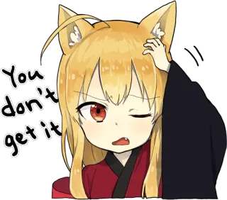 🙁 You don't get it Anime Mädchen, Fuchs Ohren, Verwirrt, Fragend, Meme whatsapp sticker