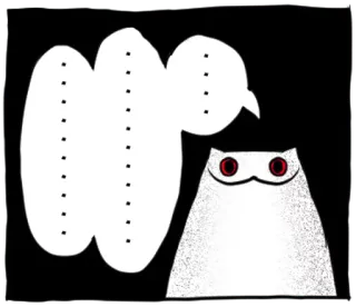 😐 猫, フクロウ, ステッカー, 動物, 白, 黒 telegram sticker