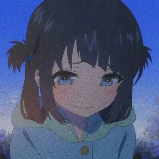 😔 Anime, Ragazza, Cartone animato, Carino, Triste, Occhi azzurri telegram sticker