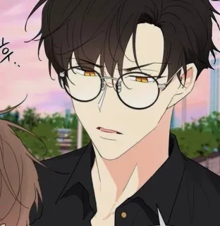 😤 후.. Anime, Uomo, Occhiali, Coreano, Cartone animato telegram sticker