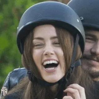 💋 женщина, шлем, улыбка, счастливая, смех, мотоцикл, езда telegram sticker