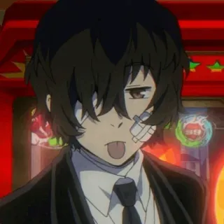 🧱 Osamu Dazai Bungo Stray Dogs anime, bungo stray dogs, osamu dazai, personaggio, bende, lingua di fuori telegram sticker