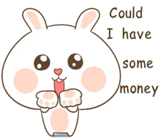 🐽 Could I have some money królik, słodki, pieniądze, prośba, błaganie, kawaii telegram sticker