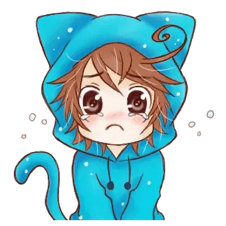 😢 anime, triste, piangendo, kawaii, carino, cartoni animati telegram sticker