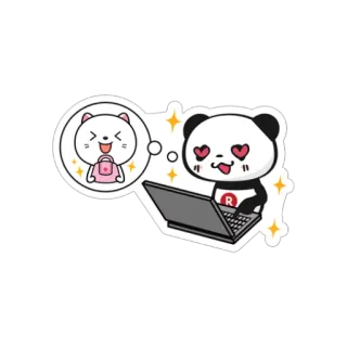 😍 パンダ, コンピューター, 可愛い, カワイイ, 動物 telegram sticker