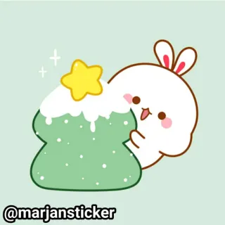 ❤️ @marjansticker кролик, зайчик, елка, каваи, милый, наклейка, мультфильм, звезда telegram sticker