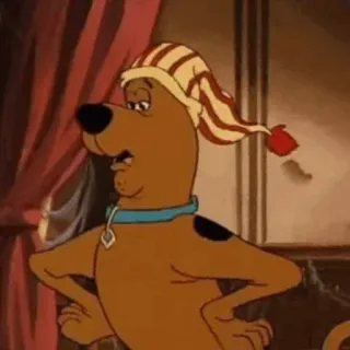🐶 Scooby-Doo dog, cartoon, sleepy, nightcap telegram sticker