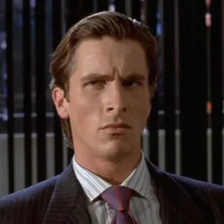 😕 Patrick Bateman American Psycho Geschäftsmann, Anzug, ernst, Ausdruck whatsapp sticker