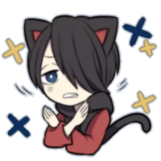 🙅 кот, аниме, манга, стикер, чиби, смущенный, милый, встревоженный whatsapp sticker