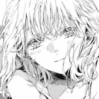 🥺 Anime, Manga, Fille, Portrait, Noir et blanc, Art whatsapp sticker