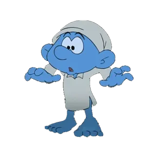 😶 Sleepy Smurf The Smurfs puffo, assonnato, cartone animato, blu, pigiama telegram sticker