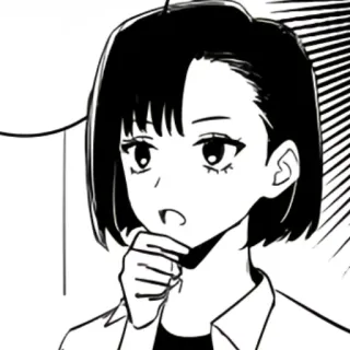 🧸 Anime, Manga, Cartoon, Frau, Charakter, Mädchen, Zeichnung, Schwarzweiß telegram sticker