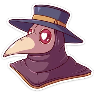 😍 чумной доктор, маска, шляпа, мультик, любовь, сердце telegram sticker