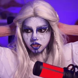 👅 portrait, woman, fantasy, makeup, costume, blue skin telegram sticker