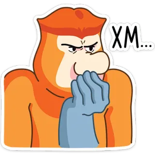 🤔 XM... ลิง, สัตว์, การ์ตูน, สีหน้า, ท่าทาง telegram sticker