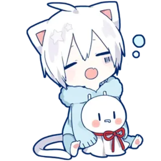 😴 anime, cat, chibi, cute, kawaii, sleepy whatsapp sticker