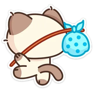 👋 chat, dessin animé, animal, bagage, triste, départ, chat dessin animé telegram sticker