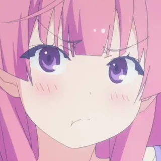 😡 Anime, Dibujos animados, Pelo rosa, Ojos morados, Lindo, Enojado telegram sticker