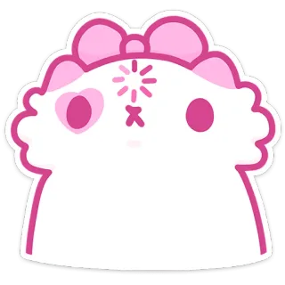 😵‍💫 słodki, kawaii, różowy, serce, kreskówka, naklejka, słodki whatsapp sticker
