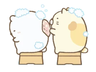 🍐 кот, медведь, ванна, милый, каваи, мультфильм whatsapp sticker