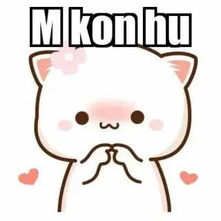 ⚜ M kon hu mignon, chat, kawaii, dessin animé, animal, coeurs whatsapp sticker