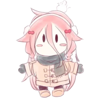 ⛄️ アニメ, 可愛い, カワイイ, 冬, 漫画, ちび, マフラー, ピンク髪 telegram sticker