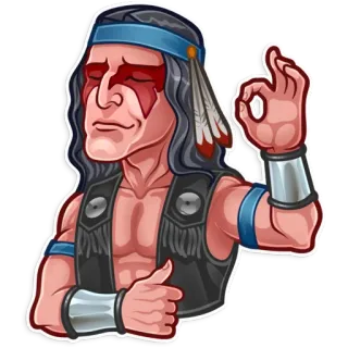 👌 Native American, Opperhoofd, Man, Oké, Duim omhoog telegram sticker
