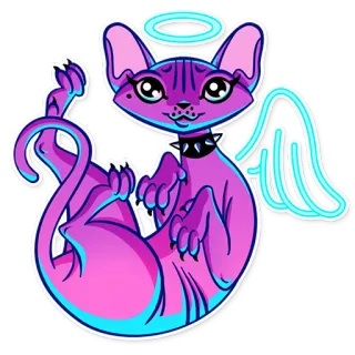 😇 cat, angel, wings, halo, cute, cartoon, sticker telegram sticker