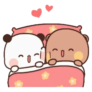 💤 น่ารัก, หมี, แพนด้า, ความรัก, คู่รัก, เตียง, นอน telegram sticker