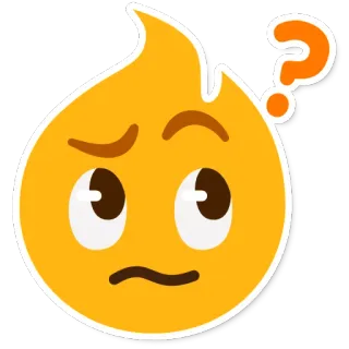 🤔 emoji, question, confused, doubt, yellow, flame whatsapp sticker