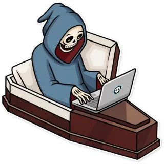 👤 muerte, parca, esqueleto, portátil, ataúd, internet, ordenador telegram sticker