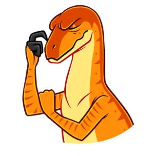 🤔 dinosaurio, naranja, pensando, reptil, dibujos animados telegram sticker