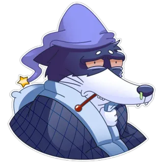 🤒 desenho animado, sonolento, lobo, mago, touca de dormir, travesseiro, exausto telegram sticker