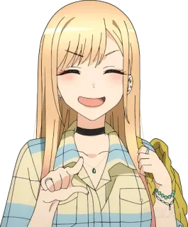 😂 Marin Kitagawa My Dress-Up Darling Anime, Menina, Loira, Fofa, Desenho animado, Personagem telegram sticker