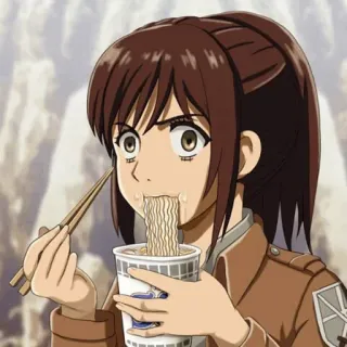😳 Sasha Braus Attack on Titan Anime, Comida, Fideos, Personaje, Sasha Braus, Ataque a los Titanes telegram sticker
